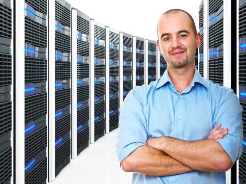 man in datacenter